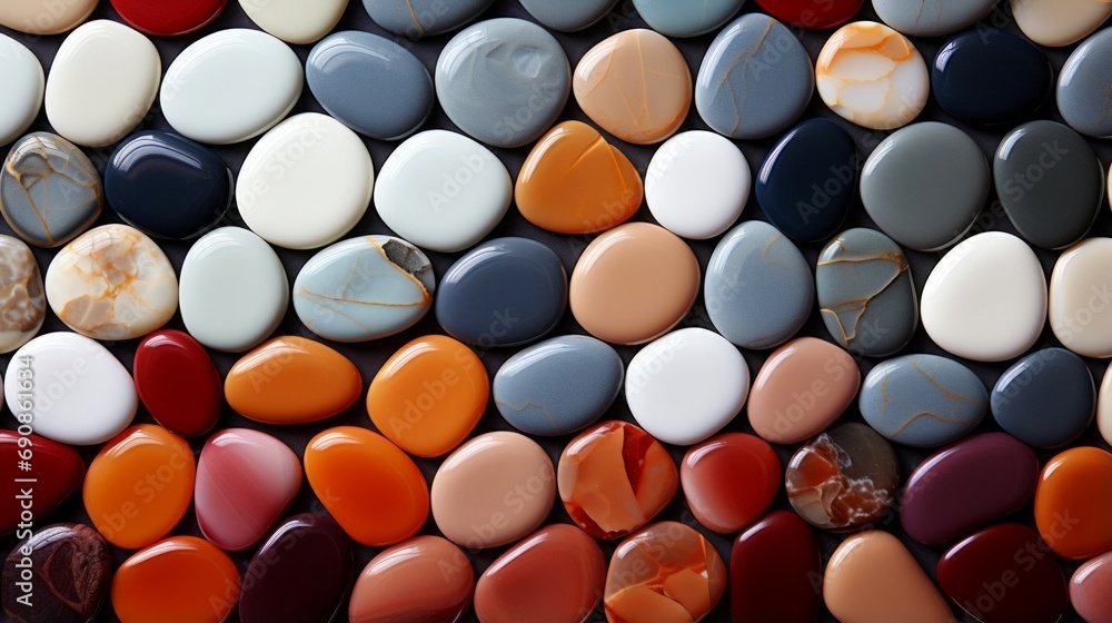 A vibrant circle of diverse hues dance together, embodying the wild and fluid essence of nature's colorful stones A vibrant circle of diverse hues dance together, embodying the wild and fluid essence of nature's colorful stones