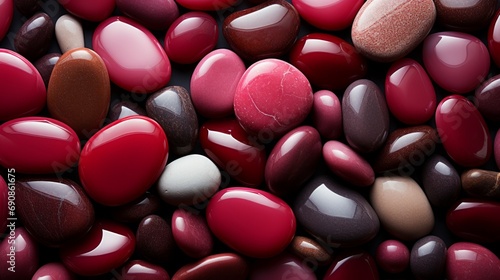 A scrumptious assortment of glossy candy-colored pebbles invites you to indulge in their sweet, fiery flavors © Envision