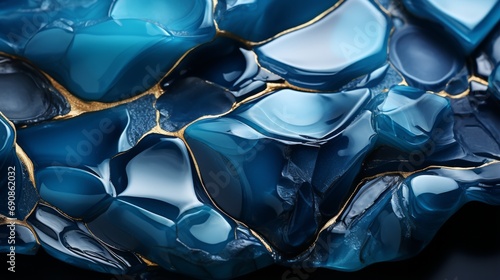 A mesmerizing blend of cerulean and golden hues swirl together, forming an abstract masterpiece that captures the essence of fluidity and wild imagination