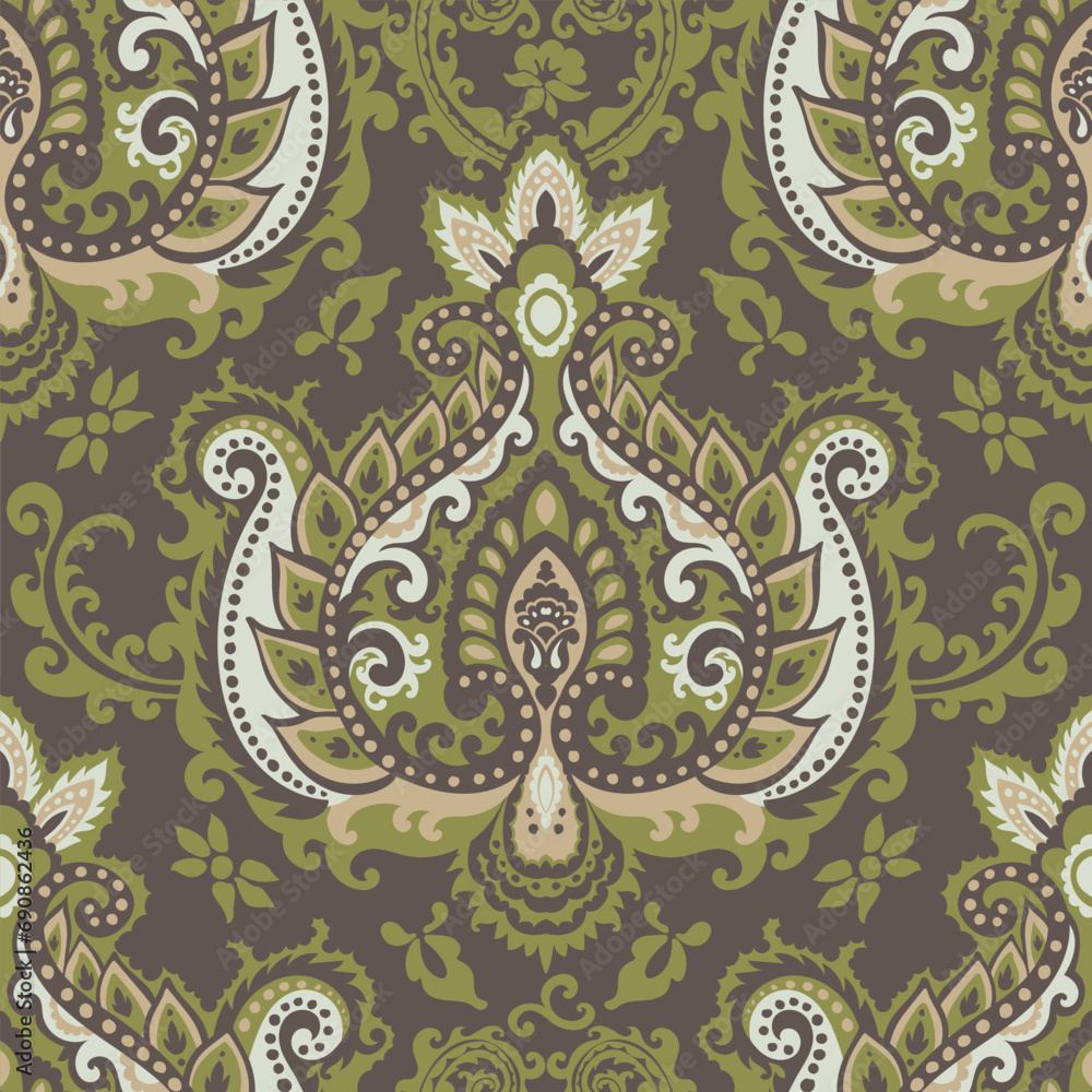 Floral ornament with leaves and paisley decor Floral ornament with leaves and paisley decor