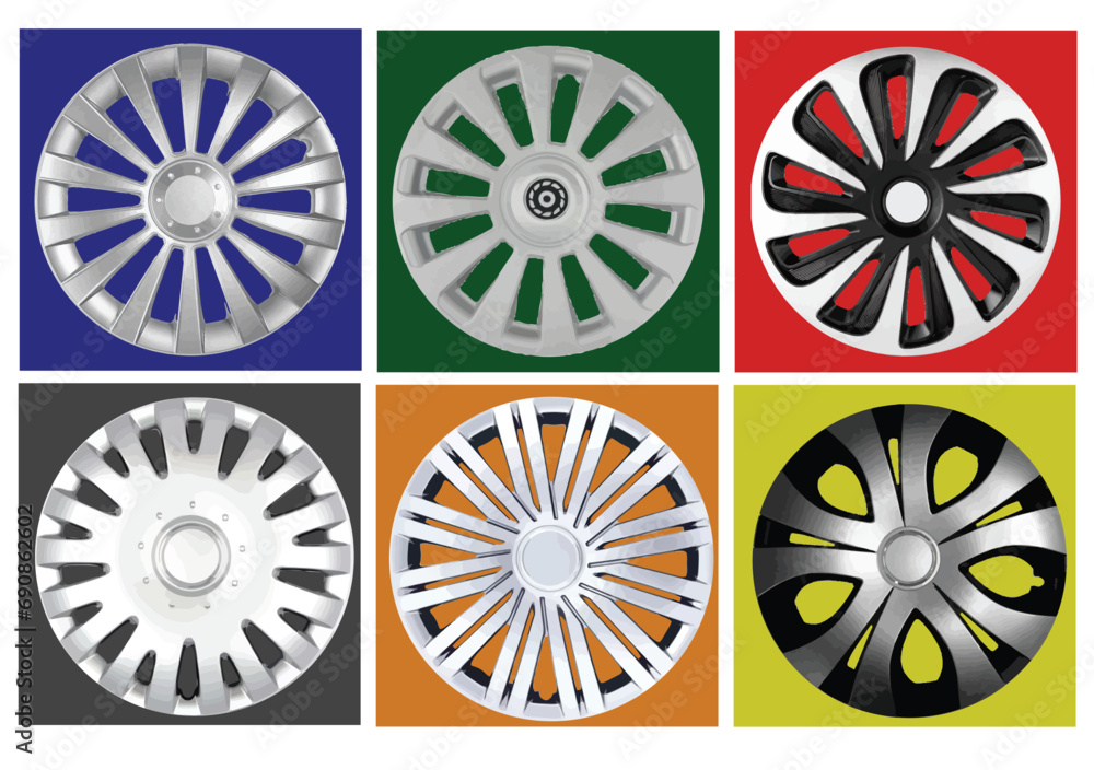Decorative car wheel covers. Plate.