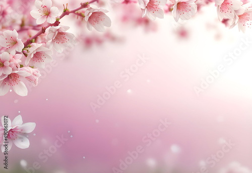 pink background of blooming flower with copy space ai generated