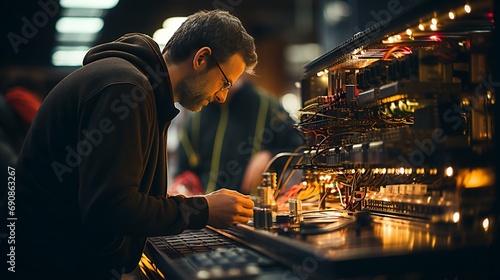 Engineer working on a computer, representing technical support and network management photo