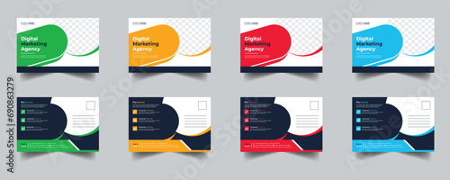 Modern Creative Corporate Post Card Template, Vector Template for Opening Invitation Editable, Professional Business Postcard Design, Event Card Design, Invitation Design, Direct Mail EDDM Template