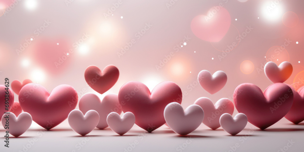 Valentine's Day. Holiday abstract Valentine background with pink hearts. Love concept