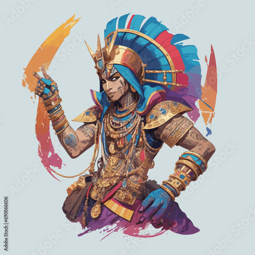 2d vector illustration t shirt design woman animal craw  deer face mask print with element carnival