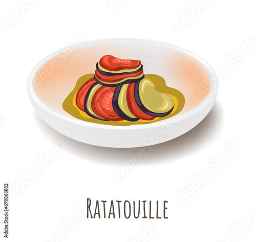 Ratatouille, vegetable thick stew with spices