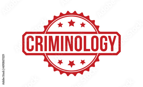 Criminology Red Rubber Stamp vector design.