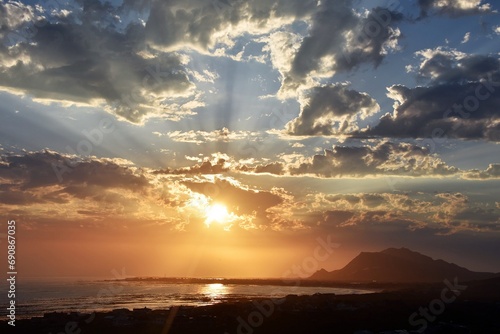 Landscape with a beautiful sunset over Betty's Bay and the False Bay photo