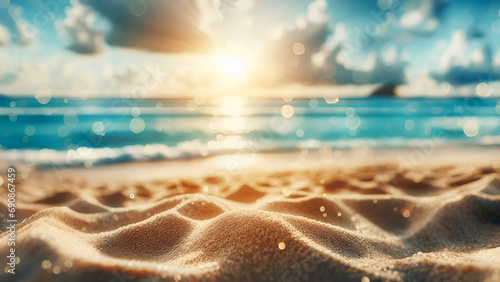 Sand With Sea - Beach Summer Defocused Background With Glittering Of Sunlights