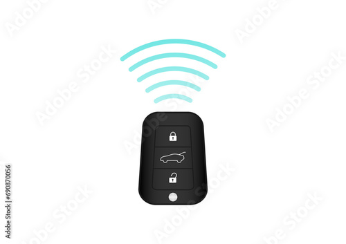 Car Key Remote Control. Smart Car Key or Keyless Wifi System. Vector Illustration.