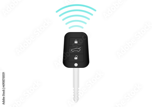 Car Key Remote Control. Smart Car Key or Keyless Wifi System. Vector Illustration.