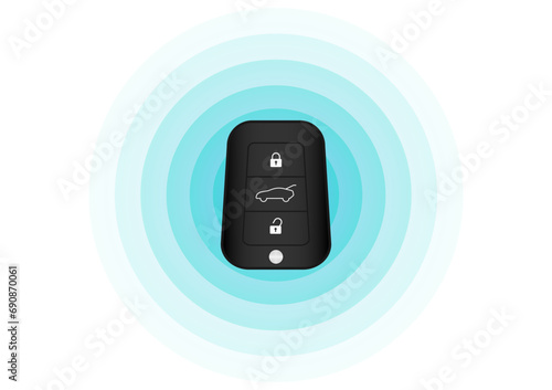 Car Key Remote Control. Smart Car Key or Keyless Wifi System. Vector Illustration.