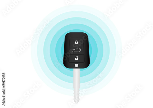 Car Key Remote Control. Smart Car Key or Keyless Wifi System. Vector Illustration.
