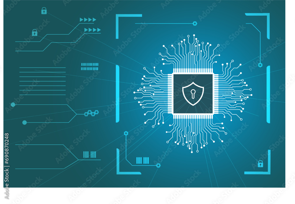 Obraz premium Cyber security. Data protection symbol. Secured network icon collection. Technology concept. Vector illustration.