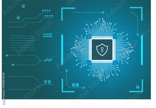 Cyber security. Data protection symbol. Secured network icon collection. Technology concept. Vector illustration.