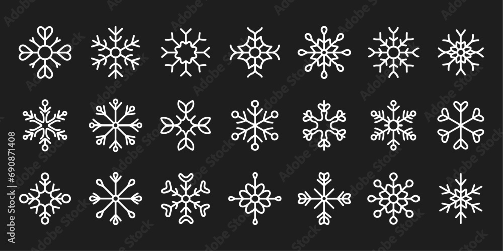 snowflakes thin layer line border icon set collection template design symbol holiday vector background isolated snow fall shape white cold element transparent crystal silhouette soft christmas winter snowflakes thin layer line border icon set collection template design symbol holiday vector background isolated snow fall shape white cold element transparent crystal silhouette soft christmas winter