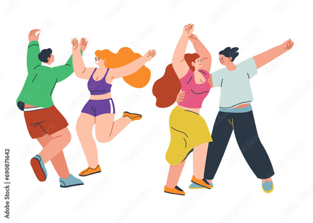 Men and women dancing and having fun in clubs Men and women dancing and having fun in clubs