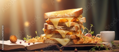 Breakfast with a toasted cheese sandwich