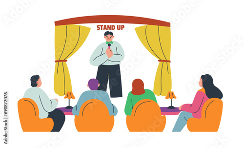 Stand up comedian show in pub or club vectors