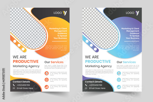 Vector A4 corporate business flyer template design in different color.