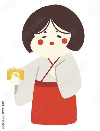 福豆を持った福のイラスト