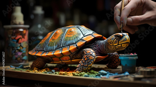 The turtle with a painter's palette