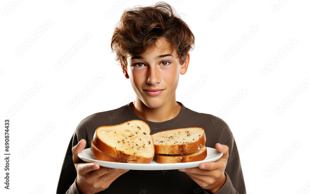 Joyful Youth Relishing Toasted Flavors Isolated on a Transparent Background PNG.