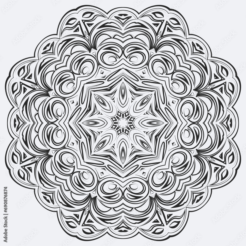 Circular pattern in form of mandala for Henna, Mehndi, tattoo, decoration. Decorative ornament in ethnic oriental style.