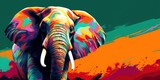 Abstract painting concept. Colorful art of an african elephant. African culture. Generative AI