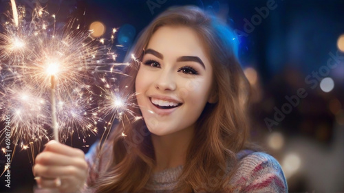 woman with fireworks