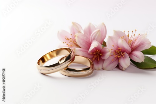 Wedding rings on white background © listari