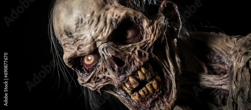 Scary Halloween prop: zombie ghoul close-up.