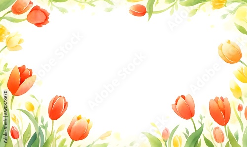 spring background with tulips, Generative AI photo