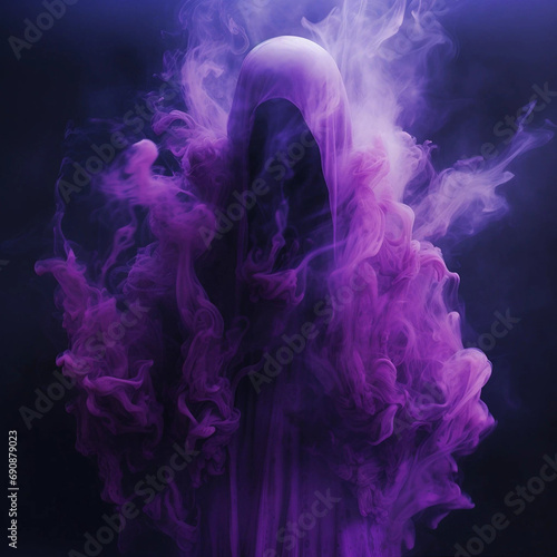 A Hooded Phantom Surrounded by Purple Smoke