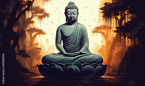 buddha purnima illustration, Generative AI