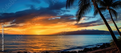 Maui Lahaina sunset and Lanai island. © 2rogan