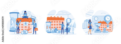 Payment date. Deadline for repayment. Personal financial bill payment calendar. Payment date set flat vector modern illustration 