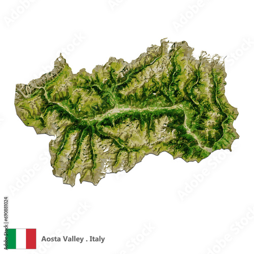 Aosta Valley, Region of Italy Topographic Map (EPS)