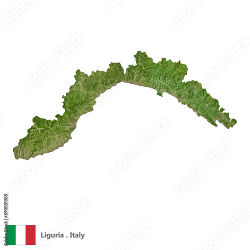 Liguria, Region of Italy Topographic Map (EPS)