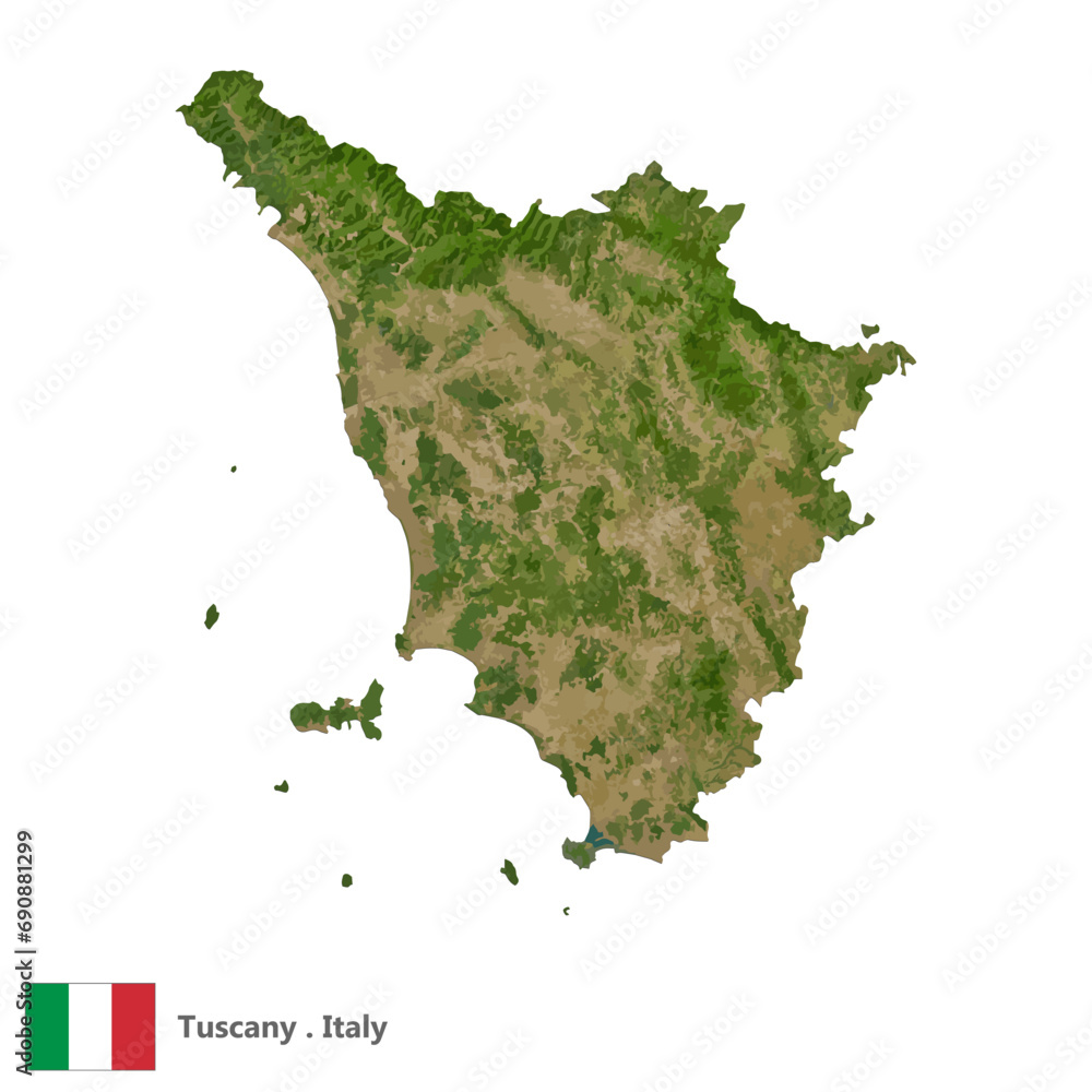 Naklejka premium Tuscany, Region of Italy Topographic Map (EPS)