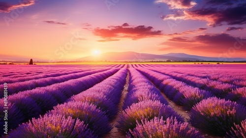 Wonderful scenery amazing summer landscape of blooming lavender flowers