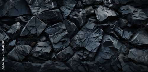 grey slate coloured rocky stones piled together, top down perspective texture wallpaper