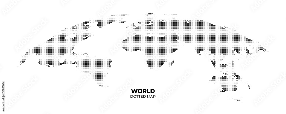 Naklejka premium black halftone dotted world map illustration vector