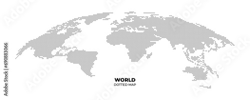 black halftone dotted world map illustration vector #690883066