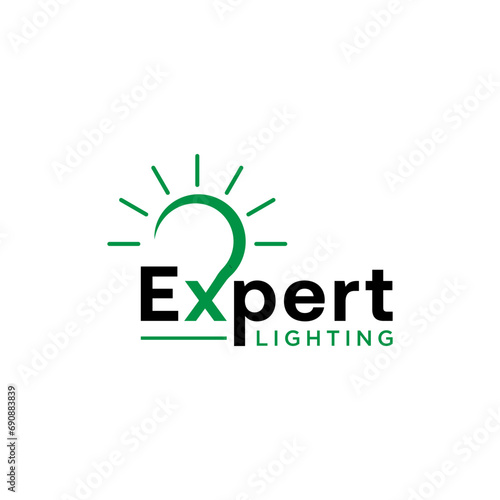 Expert LIghting Bulb innovation text wordmark logo design icon element vector