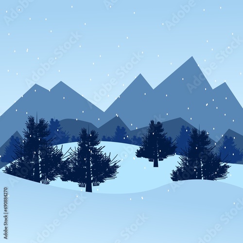 winter landscape with houses