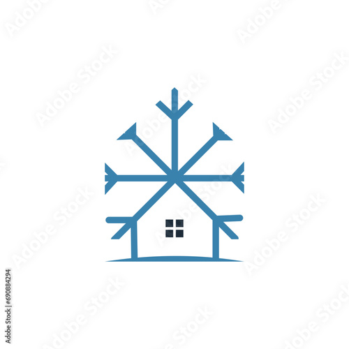 Winter Snow Real Estate Property Logo design icon element vector 