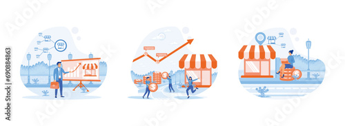 Businessman want to expand his business. Profit with Franchising Business. business industry. Franchise 1 set flat vector modern illustration 
