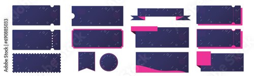 セールに使える青とピンクのクーポンベクターデザイン素材セット（枠のみ）